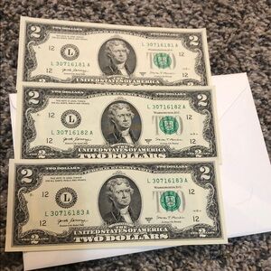 Set of Three $2 Bills